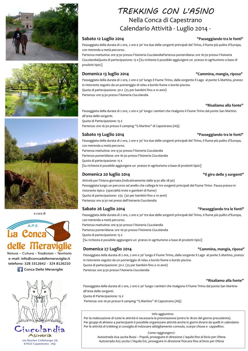 calendario trekking luglio 2014
