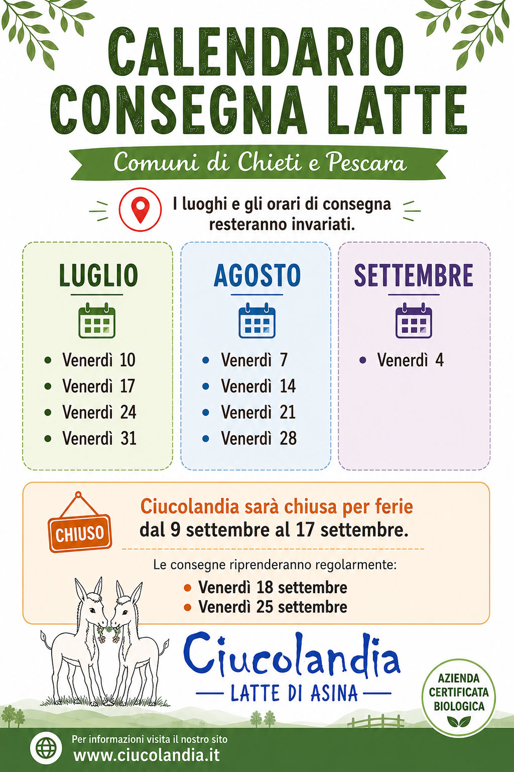 callendario consegne
